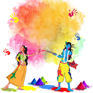 印度节日的颜色, 快乐的红洒庆典设计