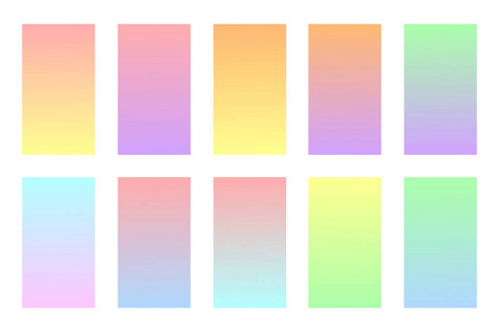 柔和的颜色背景设置。柔和的颜色渐变。矢量插图。移动应用的现代屏幕矢量设计
