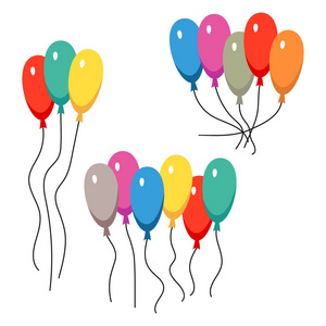 几种彩色氦气球束