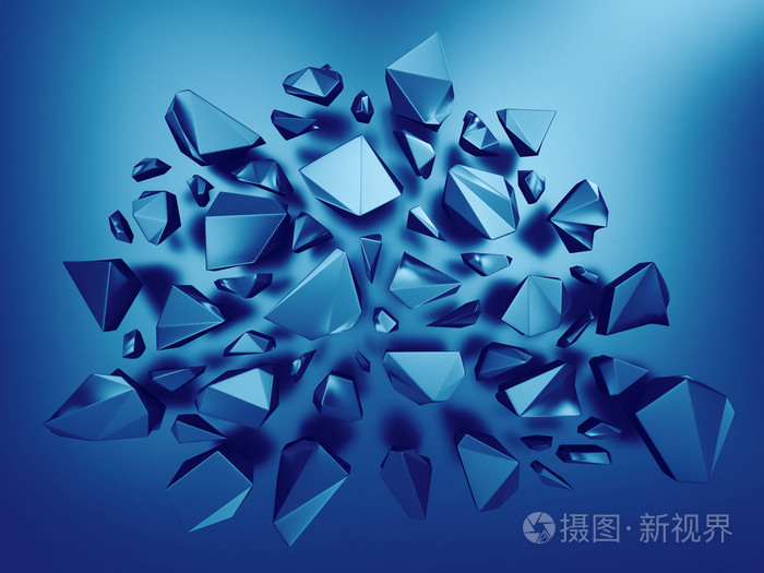 3d 抽象蓝宝石蓝水晶背景