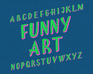 滑稽的艺术字体。卡通字体。孤立英语字母表