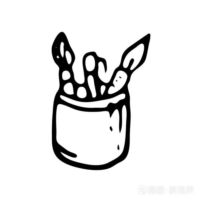 手绘铅笔盒涂鸦.素描回到学校, 图标.装饰元素.在白色