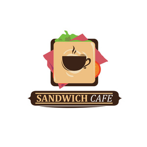 矢量标志三明治咖啡厅和餐厅