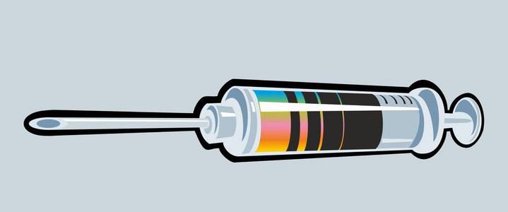 注射器。平面样式矢量图