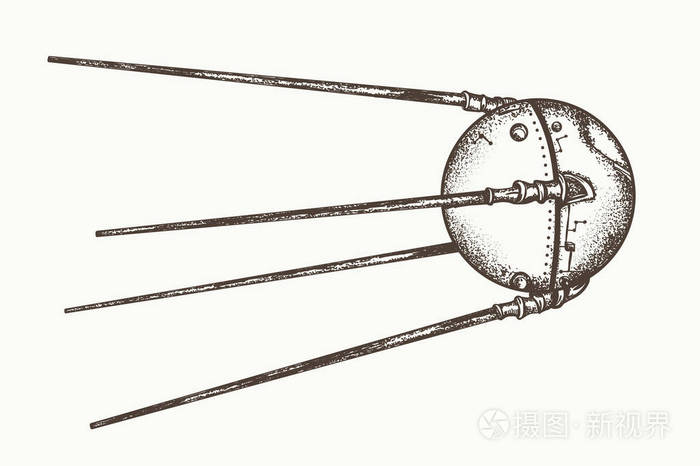 人造卫星向量.地球卫星 sputnik,手绘