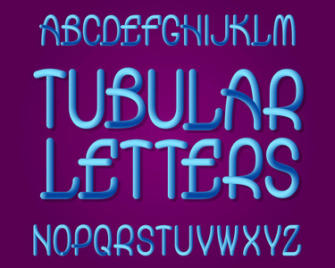 管状字母字样。渐变塑料字体。孤立英语字母表