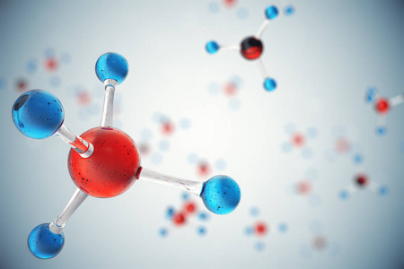 3d 插图分子。原子 bacgkround。横幅或传单的医学背景。分子结构在原子水平上