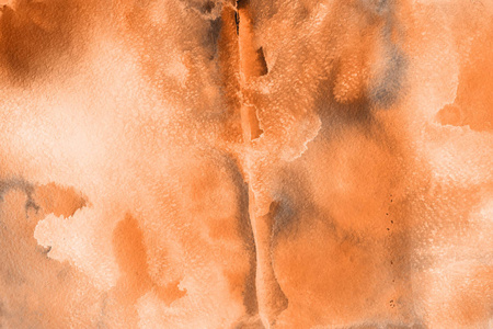 在纸抽象背景的橙色水彩画图片