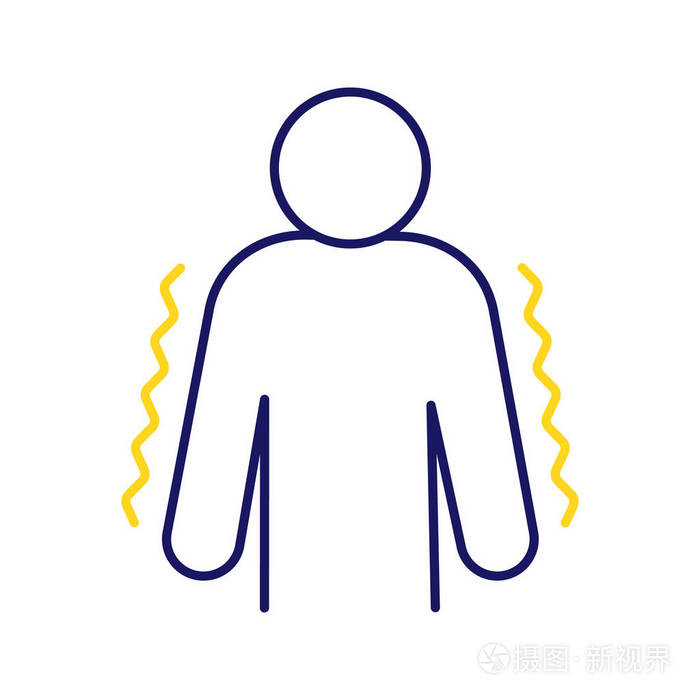 焦虑.颤抖的身体.担心和害怕的人.发冷.生理应激症状.孤立向量例证