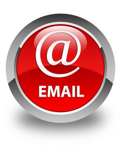 电子邮件 地址图标 有光泽的红色圆形按钮