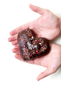你心爱的礼物巧克力的心在手心
