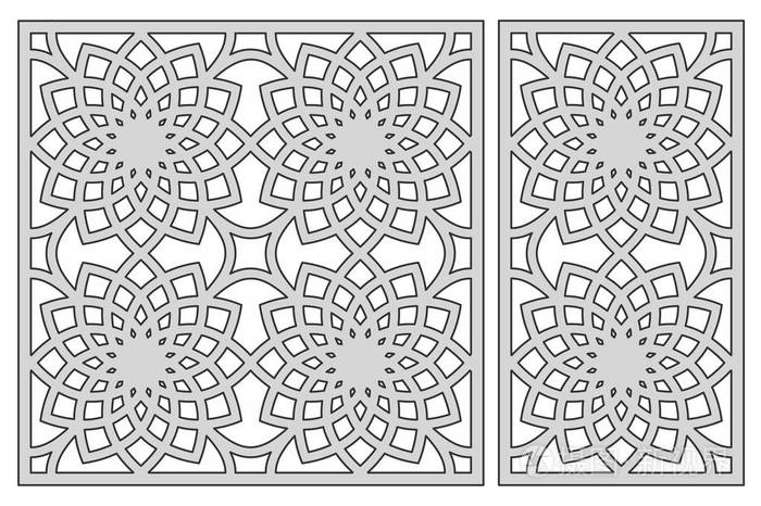 几何花图案.激光切割设置比率 1:2 1:1.矢量插图