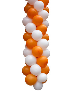橙色和白色气球上白色隔离