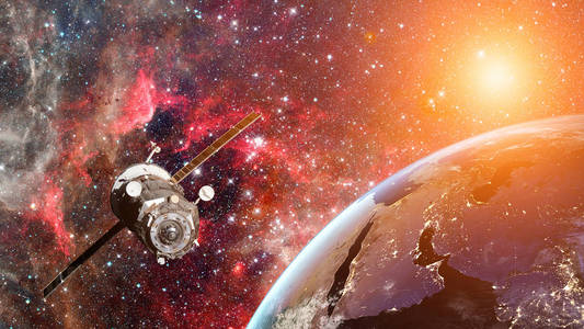 太空飞船地球的元素在这张图片由美国航空航天局装备