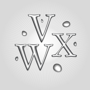 矢量水字母 v，w，x