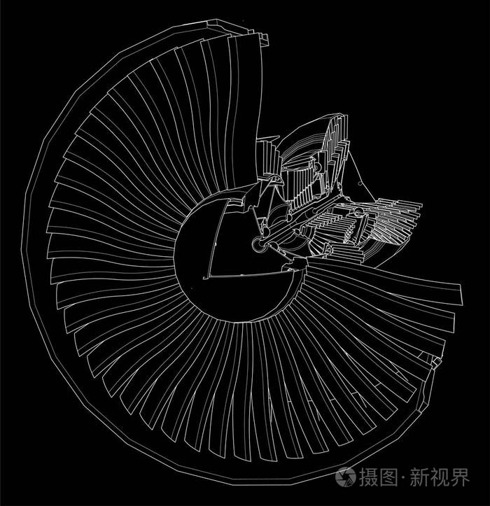 涡轮喷气发动机的飞机矢量线图