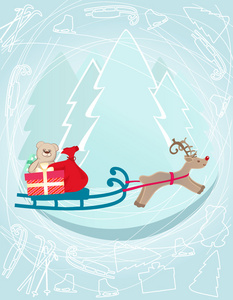 驯鹿拉雪橇的圣诞礼物图片