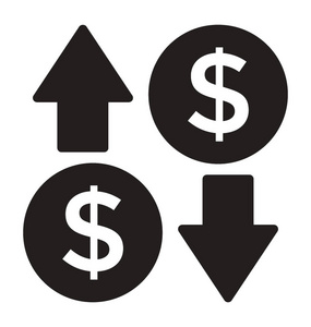 用上下箭头表示外汇美元汇率的美元硬币