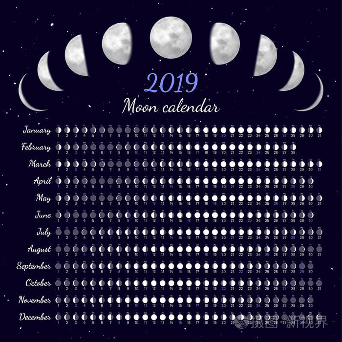 月相日历向量例证