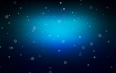 带有冰雪花的深蓝色矢量模板。圣诞节风格的装饰设计模糊的雪。模板可作为新年背景使用