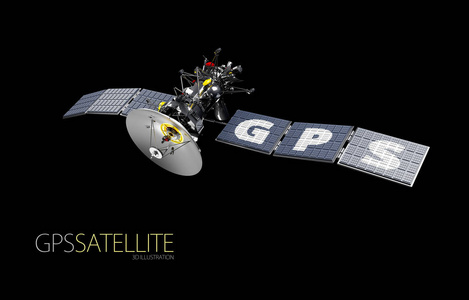 环绕地球的太空卫星。Gps 卫星概念, 3d 插图