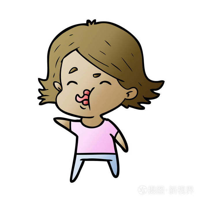 卡通女孩拉脸