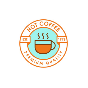 热咖啡徽标模板