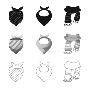 围巾和披肩符号的矢量插图。围巾和辅料的收藏向量插图