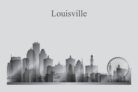 路易斯维尔城市天际线剪影在灰度
