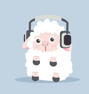 小绵羊在耳机里听音乐图片