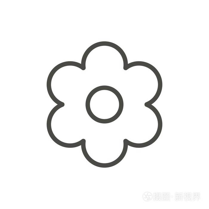 花图标向量.轮廓花卉 线条弹簧符号