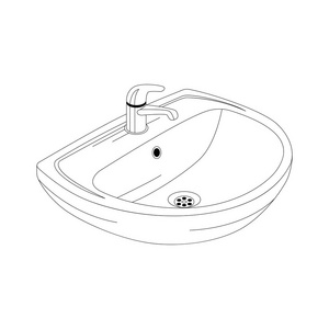 陶瓷洗脸盆矢量插图衬里