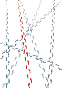 的双脚一群人的痕迹