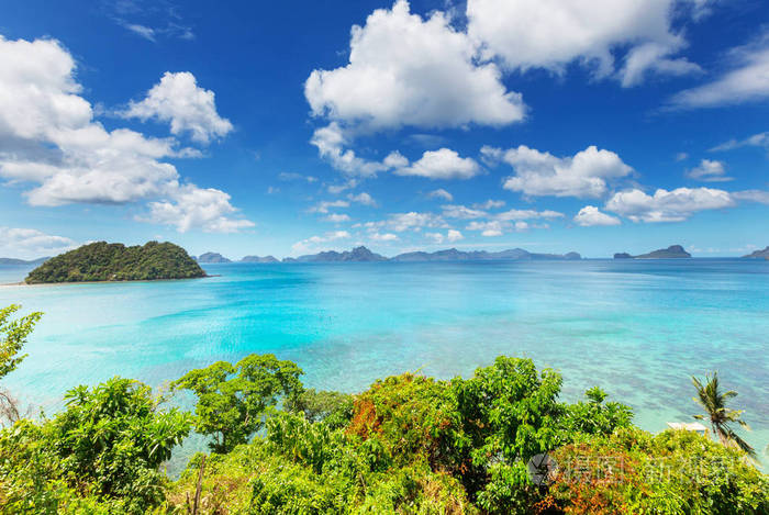 海上湾和山群岛,菲律宾巴拉望岛的惊人美丽的景色