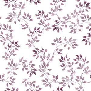 无缝图案可爱的水彩紫罗兰树叶