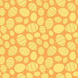 橙色复活节彩蛋无缝图案与黄色装饰彩蛋矢量
