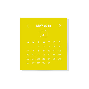 黄色背景下2018年月历的矢量图解设计
