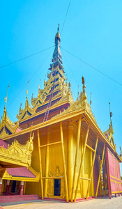 黄金尖顶是皇家宫殿的中心建筑, 也用作观众大厅, 曼德勒, 缅甸