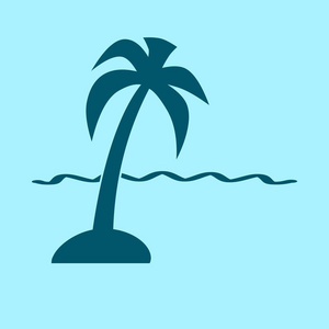 异国情调的岛屿网站图标。蓝色背景上的矢量插图