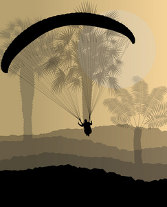 滑翔伞运动背景景观概念向量