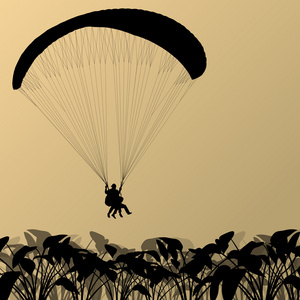 滑翔伞运动背景景观概念向量