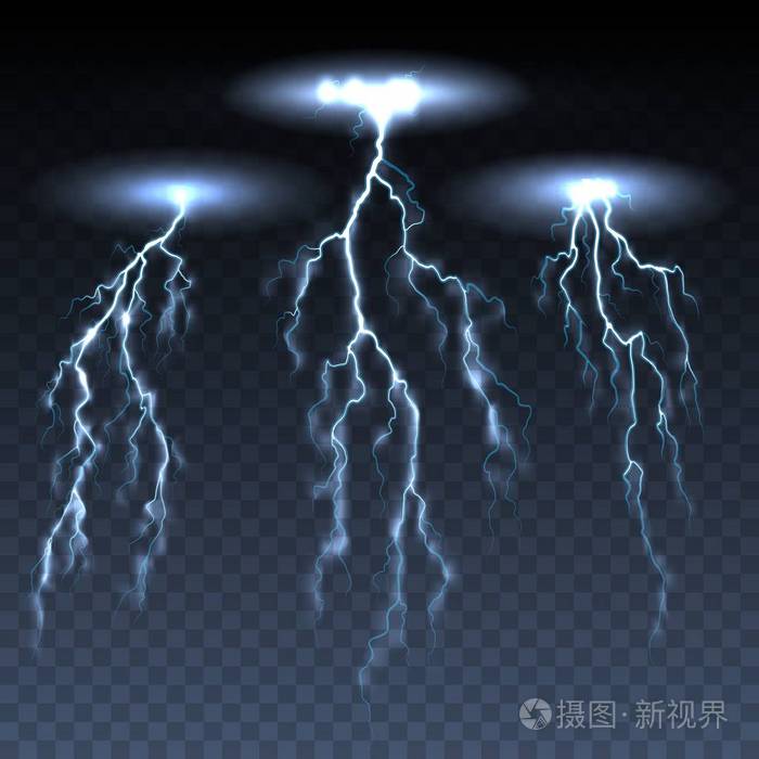 深色透明背景上的雷电插画-正版商用图片06qqy5-摄图新视界