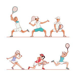 几个球员网球字符