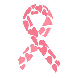 孤立的粉红色丝带。乳腺癌运动