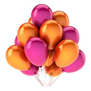 生日快乐气球派对节日装饰粉红色橙色