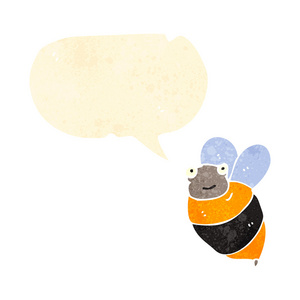 复古卡通蜜蜂与语音泡沫