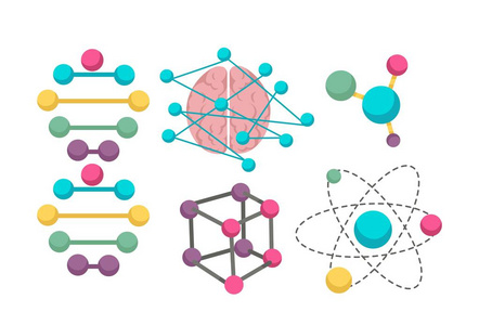 Dna 分子图标为科学在分子和遗传学的科学研究。遗传生物技术的分子公式与人脑的矢量隔离集