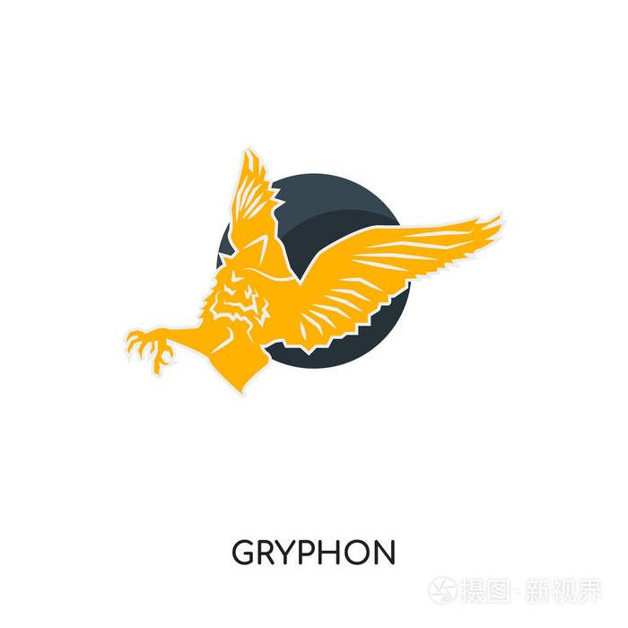 狮鹫标志孤立的白色背景为您的网站, 移动 a