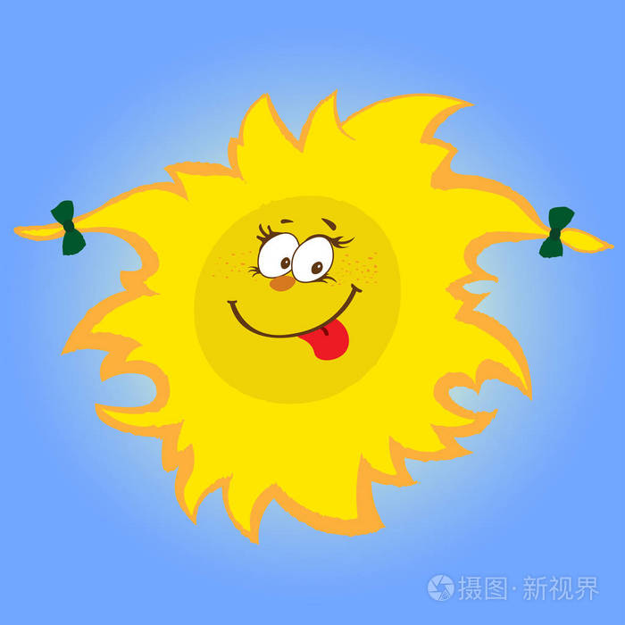 滑稽的动画片太阳脸向量例证