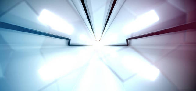 具有明亮灯光的科幻技术隧道图片